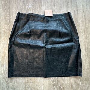 Black Croc-Embossed Mini Skirt